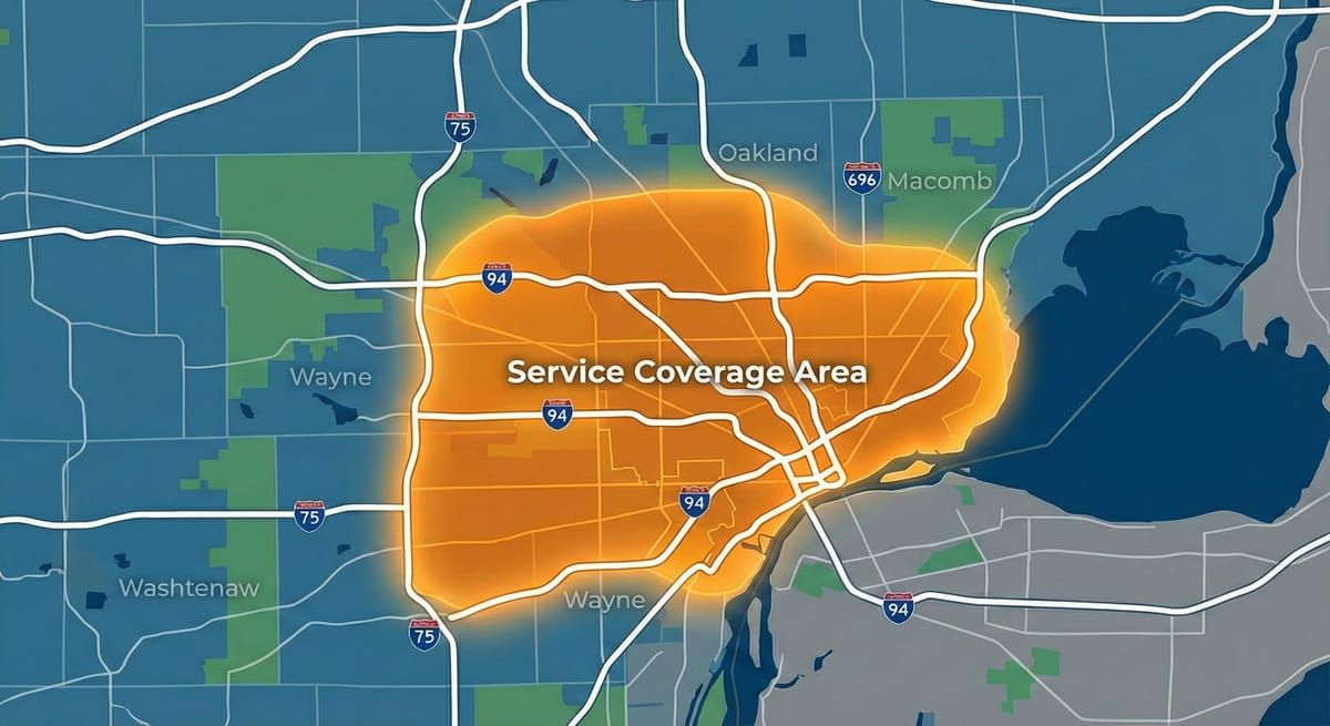 Metro Detroit service area map